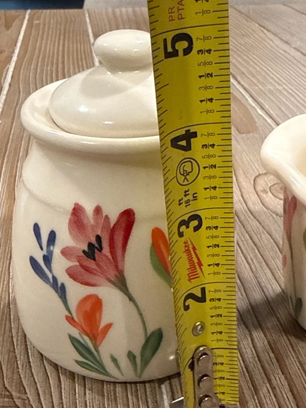 Emerson Creek Pottery Wildflower 3pc Sugar Creamer Set 2011 Bedford VA Handmade